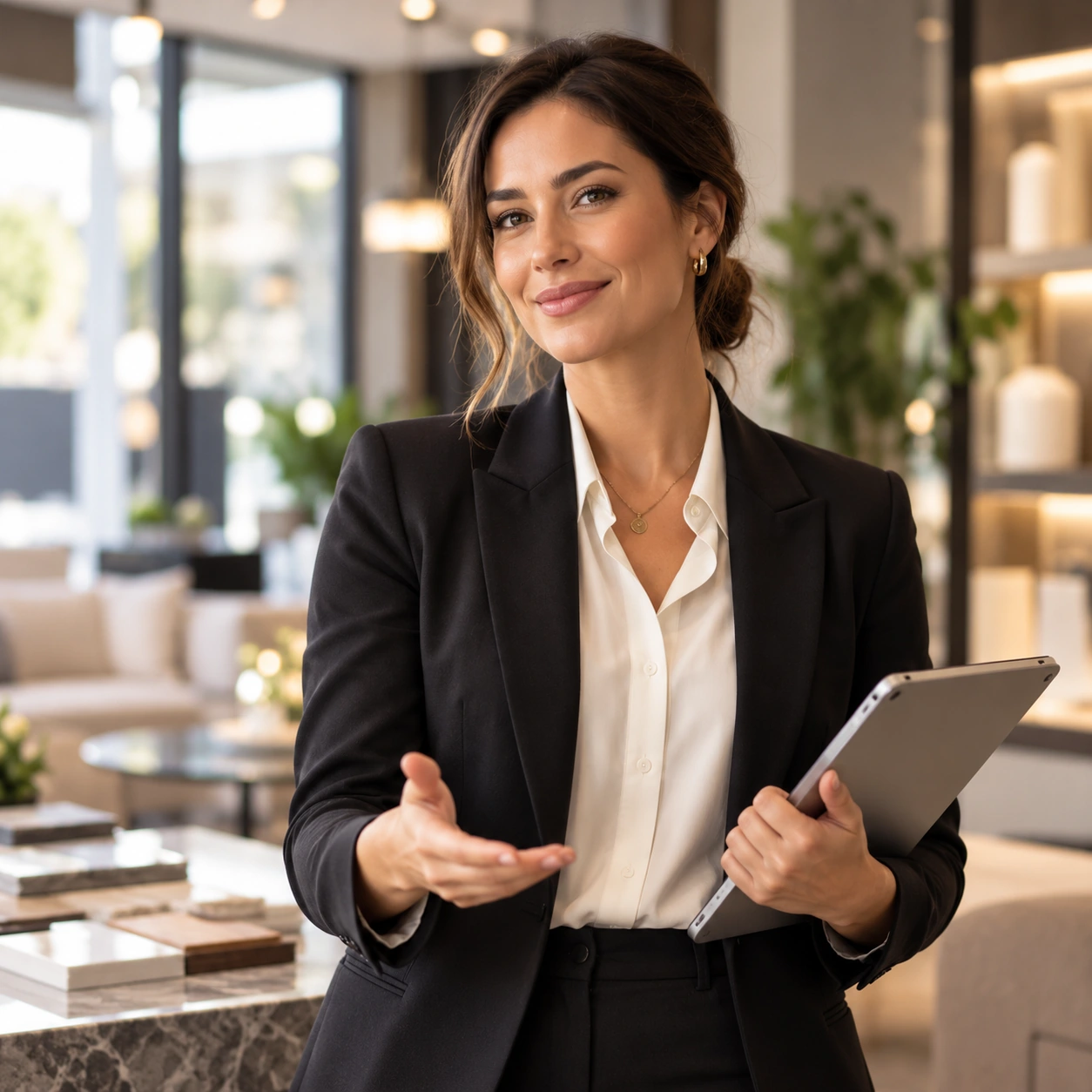 Emprendedora profesional revisando su trabajo
